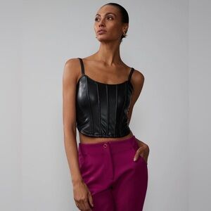 New York & Company Black Bustier Crop Top